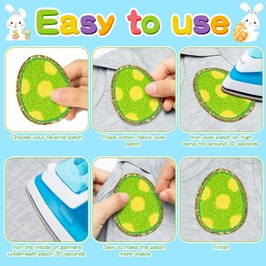 Parches Termoadhesivos Personalizados de Pascua: Conejitos, Pollitos y Huevos de Vinilo Duradero, Coloridos, con Brillo y Bordados para DIY - Product Image 3