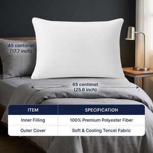 Almohada Rectangular VINABEDDING al por Mayor, Relleno 100% Fibra de Poliéster, Suave y Refrescante, Tejido Lavable y Transpirable, Diseño Moderno - Product Image 1