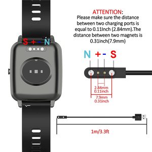 Câble de charge magnétique <span class=keywords><strong>USB</strong></span> en cuivre pur pour montre connectée, universel 2 broches 2,84 mm, noir, vente en gros - Product Image 4