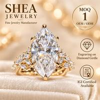 Bague de fiançailles en or massif 10K/14K/18K avec diamant de laboratoire taille marquise 0,5-3 carats, motif floral personnalisé, certifié IGI VS VVS