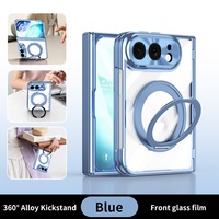 Coque transparente électroplaquée HEYBINGO avec béquille en alliage 360°, anneau magnétique, film de protection avant en verre, coque rigide en PC à couverture intégrale pour IP Duo