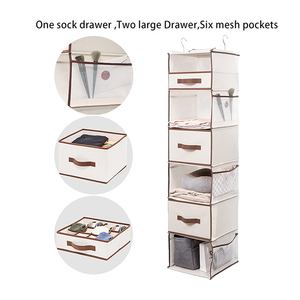 Factory Hanging Closet Organizer Foldable <b>6</b> Shelf Clothes Organization With <b>Drawers</b> - Product Image 3
