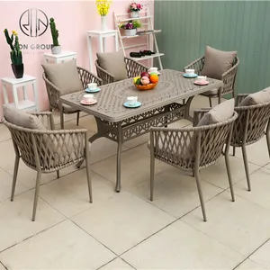 good quality hotel restaurant buffet woven rope dining chairs comfortable outdoor patio furniture garden chair
