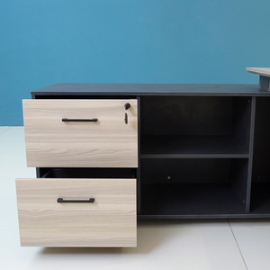 Bureau de direction de luxe haut de gamme en bois massif avec meuble d'appoint en L, table de PDG, bureau de direction en bois de luxe - Product Image 4