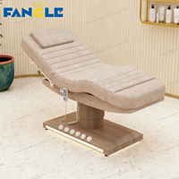 Ensemble de meubles de salon de beauté de grain de bois de luxe lit cosmétique de massage électrique à 3 moteurs lit facial réglable pour les cils avec lampe
