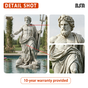 Estatua de Poseidón (Neptuno) Tallada a Mano en Mármol Natural, <span class=keywords><strong>Dios</strong></span> Griego del Mar, Escultura para Decoración de Fuentes de Agua en Jardines Exteriores - Product Image 3