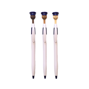 Stylo à bille en plastique avec logo personnalisé visage souriant chapeau de police stylo clic jouet promotionnel pour l'école et le bureau événements - Product Image 1