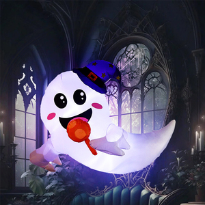 Inflatable trang trí Trắng ma với Lollipop quảng cáo Inflatable sáng bí ngô Wizard hat đèn vườn - Product Image 5