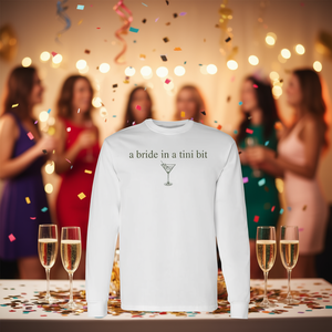 T-shirt à manches longues pour future mariée, cocktail martini, chemise de enterrement de vie de jeune fille, unisexe, col rond, impression sérigraphique - Product Image 3