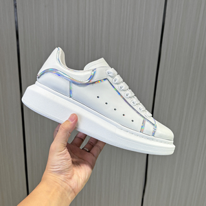 Zapatos de Skateboard Planos de Cuero Genuino para Hombre y Mujer, Marca Original de Diseñador 2026, Blancos, con Cordones, Antideslizantes, para Caminar - Product Image 1