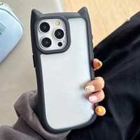 Nueva Funda de Teléfono TPU con Orejas de Gato para iPhone 16 15 Plus 14 Pro Max 12 - Diseño de Oreja de Gato en Forma de Panecillo Acrílico Anticaída 2025