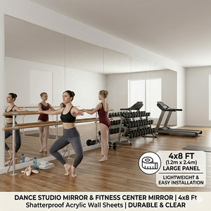 Miroir mural en acrylique 4x8 pieds pour studio de danse, panneau de miroir en PMMA incassable, grand miroir pour salle de sport et centre de fitness - Product Image 4