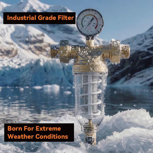 Préfiltre à <span class=keywords><strong>eau</strong></span> manuel de qualité industrielle pour usage hôtelier, autonettoyant, en acier inoxydable 306, filtre à <span class=keywords><strong>eau</strong></span> en laiton 1/2 1'' <span class=keywords><strong>avec</strong></span> manomètre - Product Image 1