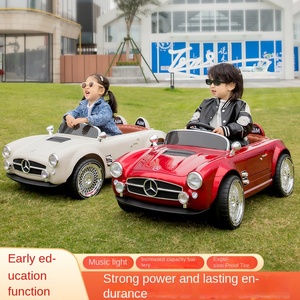 <span class=keywords><strong>Voiture</strong></span> électrique pour enfants Mercedes vintage blanche classique à quatre roues avec télécommande, puissance élevée, musique, légère - Product Image 4