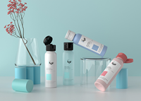 Bouteille ronde en PET de 60 ml avec bouchon à clapet, impression de logo personnalisée, pour l'emballage de cosmétiques et d'hydrolats