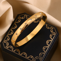 Dreamidea Bracelet tendance étanche en acier inoxydable avec motifs étoile et lune plaqué or pour femmes