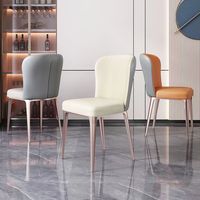 Chaise de salle à manger minimaliste moderne avec dossier ergonomique et pieds en acier au carbone - Cuir PU résistant à l'usure pour la maison, l'hôtel, le restaurant