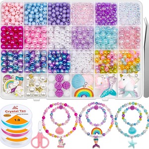 Kit de joyería DIY Crystal Tec para niñas de 7 a 12 años, con cuentas de resina plástica para hacer pulseras y collares, regalo artesanal. - Product Image 1