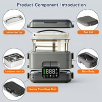 Boîte à lunch chauffante sans fil rechargeable 1,5 L en acier inoxydable 304, chauffage rapide 100°C, maintien au chaud 24H, Type C PD45W, pour la maison et l'extérieur