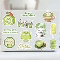 Pack d'autocollants d'été Matcha, autocollant imperméable en vinyle pour bouteille d'eau, scrapbook, journal pour ordinateur portable, fête, salle de classe