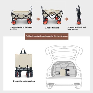 Outdoor <strong>Hand</strong>-Pull <strong>Folding</strong> Camping <strong>Cart</strong> Stainless Steel Camp Trailer &amp; Shopping Trolley for Stall Camping &amp; Travel - Product Image 2