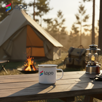 Mug à café en émail de 12 oz pour sublimation, isolation thermique, portable, à large ouverture, pour camping, événements extérieurs, promotions, personnalisable