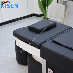 KISEN Équipement professionnel de salon : Lit de lavage capillaire chauffant à LED avec circulation d'eau et vapeur, Chaise de shampoing - Product Image 6