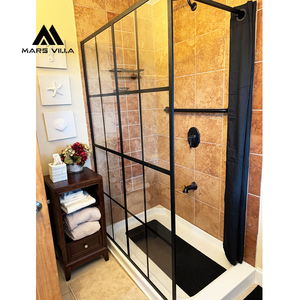 Niche de <span class=keywords><strong>douche</strong></span> de style italien Mars Villa <span class=keywords><strong>avec</strong></span> <span class=keywords><strong>porte</strong></span> <span class=keywords><strong>coulissante</strong></span> en verre trempé pour hôtels/appartements, petites salles de bain (séparation sec/humide) - Product Image 6