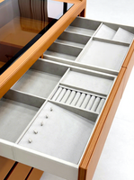 Coffre de rangement à bijoux italien minimaliste haut de gamme personnalisable, armoire de rangement multi-tiroirs pour chambre à coucher avec dessus en verre et éclairage LED