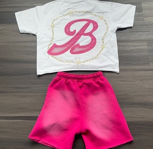 Completo da Uomo 2 Pezzi: T-Shirt e Pantaloncini in Spugna Traspirante con Stampa DTG, Abbinamento Streetwear, Maglietta Grafica in Cotone Pesante - Product Image 4