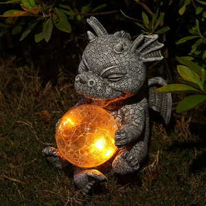 Dragón creativo luz solar animales jugando pelotas al aire libre luces impermeables adornos de jardín para Patio o regalos de inauguración de la casa - Product Image 1