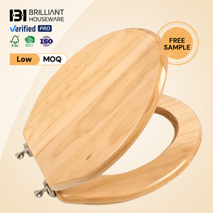 Housse de siège de toilette carrée en forme de D allongée en bambou haute résistance BH pour modèle de salle de bain européen Standard américain - Product Image 1