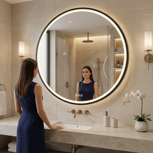 <span class=keywords><strong>Miroir</strong></span> <span class=keywords><strong>de</strong></span> <span class=keywords><strong>salle</strong></span> <span class=keywords><strong>de</strong></span> <span class=keywords><strong>bain</strong></span> LED rond intelligent pour le marché d'Asie du Sud-Est, <span class=keywords><strong>miroir</strong></span> rétroéclairé anti-buée avec détection <span class=keywords><strong>de</strong></span> main sans contact pour projets hôteliers - Product Image 2