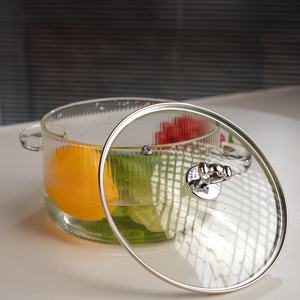 Durable Borosilicate <b>Glass</b> <b>Pot</b> with Lid, Custom Packaging for Gift Wholesale - Product Image 3