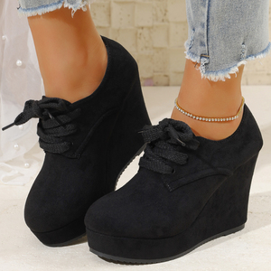 Nuovi tacchi alti <span class=keywords><strong>con</strong></span> <span class=keywords><strong>zeppa</strong></span> <span class=keywords><strong>con</strong></span> lacci per scarpe da donna che aumentano l'altezza e versatili - Product Image 6