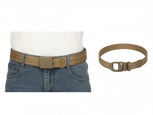 Cintura intrecciata da uomo 4,0 cm x 125 cm con fibbia in plastica color kaki in materiale resinato per abbigliamento casual - Product Image 1