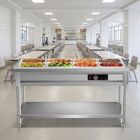 Plan de travail chauffant électrique en acier inoxydable isolé pour cantine commerciale, avec contrôle automatique de la température pour maintenir les aliments au chaud