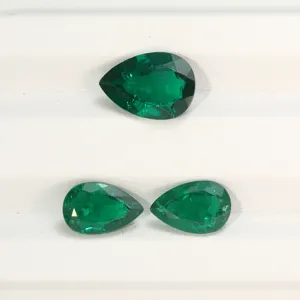 Offre Spéciale hydrothermale vert émeraude synthétique poire coupe 3x4mm à 12x16mm laboratoire cultivé émeraude pierre précieuse en vrac