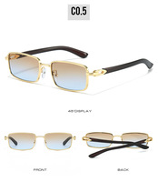 LBAshades 5603 Lunettes de soleil rectangulaires classiques, monture en métal, or noir, lunettes vintage, UV400, lunettes carrées étroites pour hommes et femmes