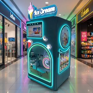 Distributeur automatique de crème glacée avec accepteur de pièces/billets, éclairage LED, construction en métal ABS, usage commercial - Product Image 1