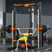 Rack de acero comercial para entrenamiento de cuerpo completo con amortiguación de seguridad, tirador de tríceps, remo y soportes para pesas para gimnasio en casa - Ejercicio completo