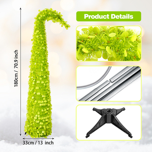 Meilleures ventes : Arbre <span class=keywords><strong>de</strong></span> Noël à tronc courbé en PVC vert fluorescent, article <span class=keywords><strong>de</strong></span> décoration festive pour intérieur et extérieur, pièce d'exposition - Product Image 3