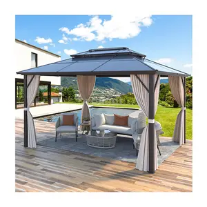 Wholesale 10x10ft pop up patio waterproof soft top metal roof frame garden canopy gazebo with sides