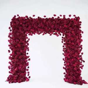 Arche carrée de fleurs artificielles, toile de fond rose en soie, arche de fleurs en soie, décoration d'arche de mariage en roses - Product Image 4