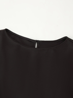 Robe courte décontractée à manches courtes, col rond, dentelle florale, couleur noire, design asymétrique, pour femmes
