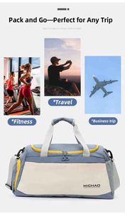 Sac de sport avec séparation humide/sèche, grande capacité, compartiment à chaussures indépendant, idéal pour le yoga, logo personnalisable, en polyester - Product Image 5