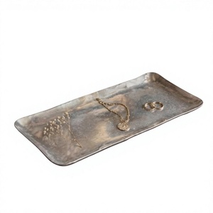 Bandeja Decorativa de Aluminio para Joyería, Bandejas de Servicio de Metal de Diseño Moderno de Grado Alimenticio para Servir Aperitivos y Bebidas, Suministros para Cafeterías - Product Image 1