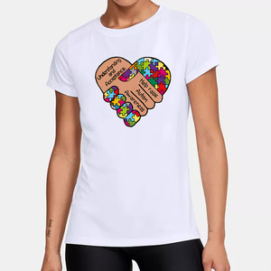 Apretón de manos Comprensión y aceptación Ayuda a aumentar la conciencia sobre el autismo Transferencia de impresión Apliques Impresiones Calcomanías para camisa Bolsa de almohada - Product Image 3