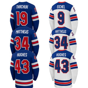 Jersey Hoki Es Tim Nasional Amerika Serikat 2026 Bordir Anti-UV Cepat Kering Logo Kandang/Tandang # 34 Matthews # 43 Hughes - Product Image 1