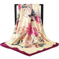 Écharpe en soie personnalisée à imprimé paisley rouge et noir, 90 cm carré, hijab en satin, accessoire de mode féminin de luxe
